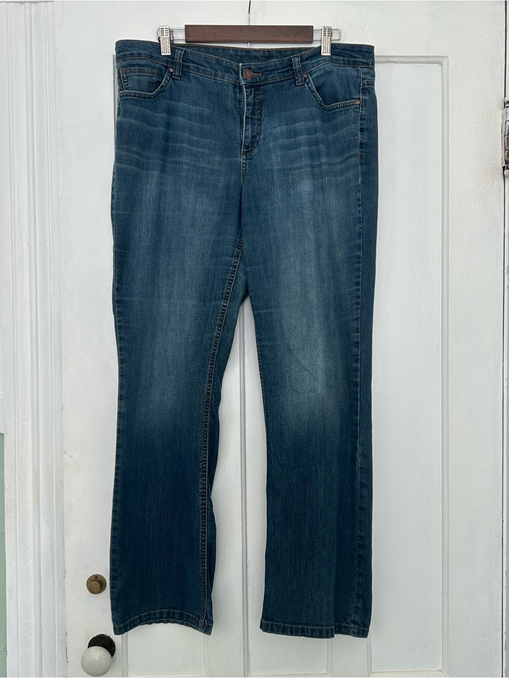 Ruff Hewn Women’s Jeans Size 14 Blue Straight Leg Stretch Denim Cotton Blend